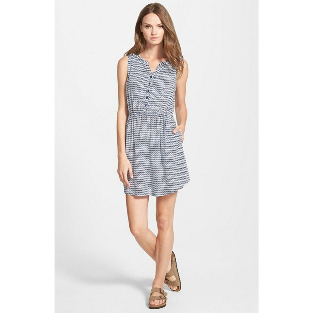 Ace Delivery Nordstrom Dress Size XS Seahorses Jersey Blue White EUC B76